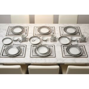 Waterside 80pc Grey Brompton Porcelain & Cutlery Combo Dinner Set White;Grey 80 Waterside 80pc Grey Brompton Porcelain & Cutlery Combo Dinner Set White;Grey 80