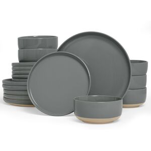 Ebern Designs 18 Piece Stoneware Dinnerware Set - Service for 6 Dark Gray 18 Ebern Designs 18 Piece Stoneware Dinnerware Set - Service for 6 Dark Gray 18