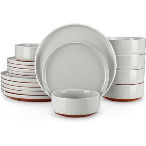 MALACASA 18 Piece Stoneware Dinnerware Set - Service for 6 Gray 18 MALACASA 18 Piece Stoneware Dinnerware Set - Service for 6 Gray 18