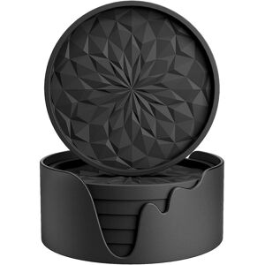 East Urban Home 3.9" 6-Pack Orange Silicone Coasters with Holder - Non-Slip Drink Mat Black 10.01cm W East Urban Home 3.9" 6-Pack Orange Silicone Coasters with Holder - Non-Slip Drink Mat Black 10.01cm W