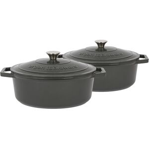 Argon Tableware - Oval Cast Iron Casserole Dishes - 4.68L - Pack of 2 Grey 4.68L Argon Tableware - Oval Cast Iron Casserole Dishes - 4.68L - Pack of 2 Grey 4.68L