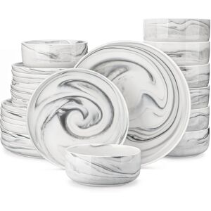 MALACASA 24 Piece Porcelain China Dinnerware Set - Service for 8 Grey 24 MALACASA 24 Piece Porcelain China Dinnerware Set - Service for 8 Grey 24