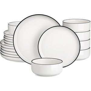 MALACASA 18-Piece Porcelain China Dinnerware Set, Service For 6 Black;White 18 MALACASA 18-Piece Porcelain China Dinnerware Set, Service For 6 Black;White 18