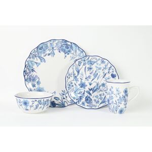 Waterside 16 Piece Porcelain China Dinnerware Set - Service for 4 Blue;White 16 Waterside 16 Piece Porcelain China Dinnerware Set - Service for 4 Blue;White 16