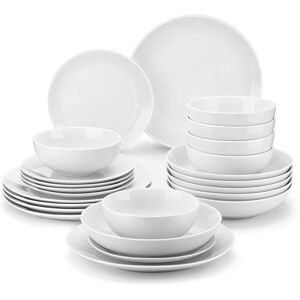 MALACASA 24 Piece Porcelain China Dinnerware Set - Service for 6 White 24 MALACASA 24 Piece Porcelain China Dinnerware Set - Service for 6 White 24