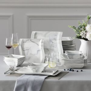 MALACASA 26-Piece Porcelain China Dinnerware Set, Service For 6 Grey 26 MALACASA 26-Piece Porcelain China Dinnerware Set, Service For 6 Grey 26