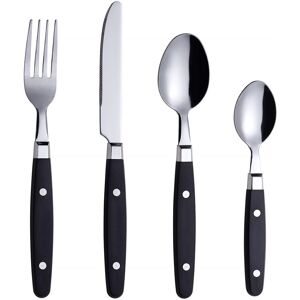 Luch Cutlery Set 24Pcs Stainless Steel - With Rivet Craft Handles / Retro Style Flatware - 6 X Dinner Forks, 6 X Dinnerknives, 6 X Table Spoons, 6 X Tea Sp Black 24 Luch Cutlery Set 24Pcs Stainless Steel - With Rivet Craft Handles / Retro Style Flatware - 6 X Dinner Forks, 6 X Dinnerknives, 6 X Table Spoons, 6 X Tea Sp Black 24