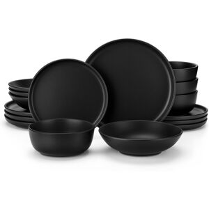 Vancasso 16 Piece Stoneware Dinnerware Set - Service for 4 Black 16 Vancasso 16 Piece Stoneware Dinnerware Set - Service for 4 Black 16