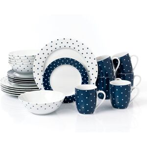 Waterside 24pc Blue White Spot Dinner Set Blue;White 24 Waterside 24pc Blue White Spot Dinner Set Blue;White 24