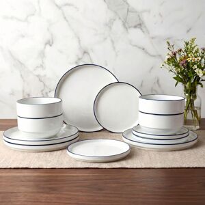 Waterside 12pc Stackable Colour Rim Porcelain Dinner Set White/Blue Waterside 12pc Stackable Colour Rim Porcelain Dinner Set White/Blue