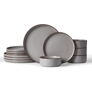Latitude Run 12-Piece Stoneware Dinnerware Set - Service For 4 Dark Gray 12 Latitude Run 12-Piece Stoneware Dinnerware Set - Service For 4 Dark Gray 12