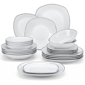 MALACASA Porcelain China Dinnerware - Set of 24 Black/White 24 MALACASA Porcelain China Dinnerware - Set of 24 Black/White 24