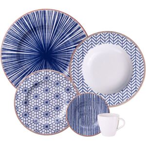 Tramontina 20 Piece Porcelain Dinnerware Set - Service for 4 Blue and White 20 Tramontina 20 Piece Porcelain Dinnerware Set - Service for 4 Blue and White 20