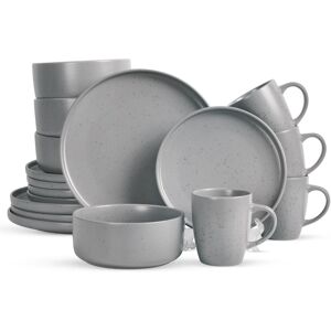 ROYALFORD 16 Piece Stoneware Dinnerware Set Includes 4 Dinner & Dessert Plates, 4 Cereal Bowl & 4 Mugs Grey 16 ROYALFORD 16 Piece Stoneware Dinnerware Set Includes 4 Dinner & Dessert Plates, 4 Cereal Bowl & 4 Mugs Grey 16