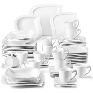 MALACASA 60 Piece Dinnerware Set, Service for 12 White;Cream 60 MALACASA 60 Piece Dinnerware Set, Service for 12 White;Cream 60