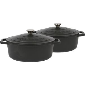 Argon Tableware - Oval Cast Iron Casserole Dishes - 4.68L - Pack of 2 Black 4.68L Argon Tableware - Oval Cast Iron Casserole Dishes - 4.68L - Pack of 2 Black 4.68L