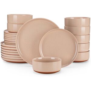 MALACASA 24 Piece Stoneware Dinnerware Set - Service for 8 Pink 24 MALACASA 24 Piece Stoneware Dinnerware Set - Service for 8 Pink 24