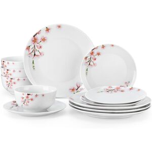 Vancasso 12 Piece Porcelain China Dinnerware Set - Service for 4 White;Grey 12 Vancasso 12 Piece Porcelain China Dinnerware Set - Service for 4 White;Grey 12