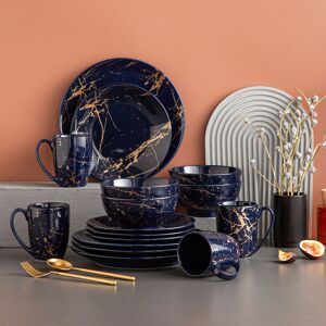 LOVECASA Sweet Series 16 Piece Dinnerware Set, Service for 4 Dark Blue 16 LOVECASA Sweet Series 16 Piece Dinnerware Set, Service for 4 Dark Blue 16
