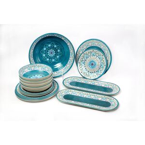 Latitude Vive Mauricio Medallion Delux 15 Piece Melamine Dinnerware Set Teal 15 Latitude Vive Mauricio Medallion Delux 15 Piece Melamine Dinnerware Set Teal 15