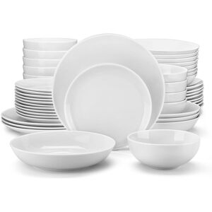 MALACASA 48-Piece White Porcelain China Dinnerware Set, Service For 12 White 48 MALACASA 48-Piece White Porcelain China Dinnerware Set, Service For 12 White 48