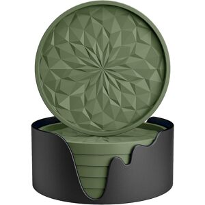East Urban Home 3.9" 6-Pack Orange Silicone Coasters with Holder - Non-Slip Drink Mat Green 9.91cm W East Urban Home 3.9" 6-Pack Orange Silicone Coasters with Holder - Non-Slip Drink Mat Green 9.91cm W