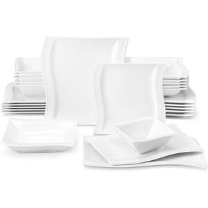 MALACASA 26-Piece Porcelain China Dinnerware Set, Service For 6 White;Ivory 26 MALACASA 26-Piece Porcelain China Dinnerware Set, Service For 6 White;Ivory 26