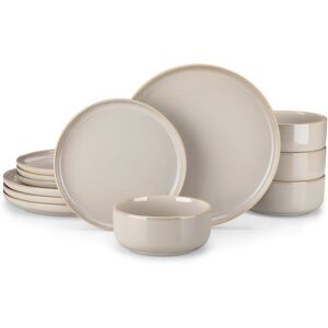 Vancasso 12 Piece Stoneware Dinnerware Set - Service for 4 Grey 12 Vancasso 12 Piece Stoneware Dinnerware Set - Service for 4 Grey 12