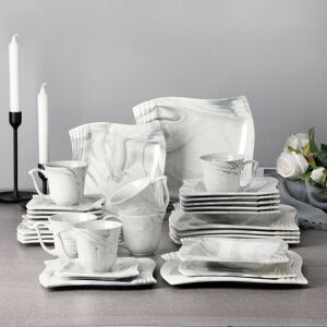 MALACASA 30 Piece Dinnerware Set, Service for 6 Marble Grey 30 MALACASA 30 Piece Dinnerware Set, Service for 6 Marble Grey 30