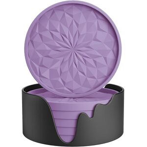 East Urban Home 3.9" 6-Pack Orange Silicone Coasters with Holder - Non-Slip Drink Mat Purple 9.91cm W East Urban Home 3.9" 6-Pack Orange Silicone Coasters with Holder - Non-Slip Drink Mat Purple 9.91cm W