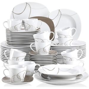 Vancasso 60 Piece Dinnerware Set, Service for 12 White;Red 60 Vancasso 60 Piece Dinnerware Set, Service for 12 White;Red 60