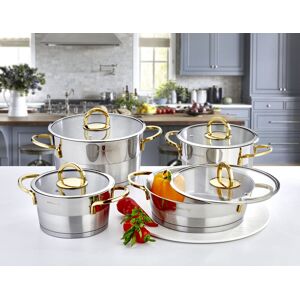 Canora Grey Oshiro 8 Piece Stainless Steel (18/10) Cookware Set Gold;Silver 8 Canora Grey Oshiro 8 Piece Stainless Steel (18/10) Cookware Set Gold;Silver 8