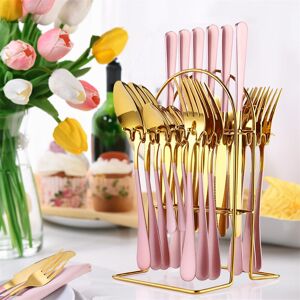Canora Grey Bertile 24 Piece Stainless Steel Cutlery Set , Service for 6 Pink 24 Canora Grey Bertile 24 Piece Stainless Steel Cutlery Set , Service for 6 Pink 24