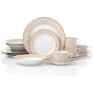 Waterside 20pc Mosaic Cream & Gold Dinner Set White;Gold 20 Waterside 20pc Mosaic Cream & Gold Dinner Set White;Gold 20