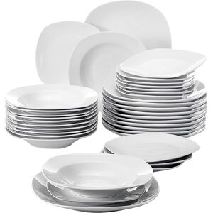 MALACASA Elisa Series, 36-Piece Ivory White Porcelain China Dessert Set, Service For 12 Ivory White 36 MALACASA Elisa Series, 36-Piece Ivory White Porcelain China Dessert Set, Service For 12 Ivory White 36