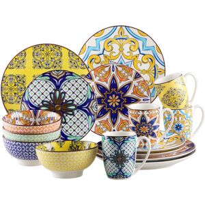 Vancasso 16 Piece Dinnerware Set, Service for 4 Blue;Yellow 16 Vancasso 16 Piece Dinnerware Set, Service for 4 Blue;Yellow 16