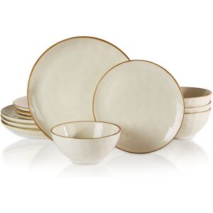 Latitude Run 12 Piece Stoneware Dinnerware Set - Service for 4 Vanilla White 12 Latitude Run 12 Piece Stoneware Dinnerware Set - Service for 4 Vanilla White 12