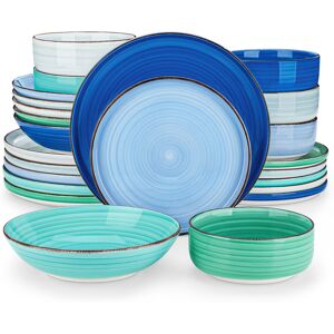 Vancasso 24 Pieces Stoneware Dishes Set for 6 Blue/Teal/Grey 24 Vancasso 24 Pieces Stoneware Dishes Set for 6 Blue/Teal/Grey 24
