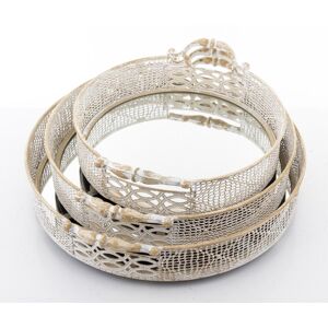 Fleur De Lis Living Leiston 3 Piece Coffee Table Tray Set White;Silver;Gold 41cm W X 46cm D X 11.5cm H Fleur De Lis Living Leiston 3 Piece Coffee Table Tray Set White;Silver;Gold 41cm W X 46cm D X 11.5cm H