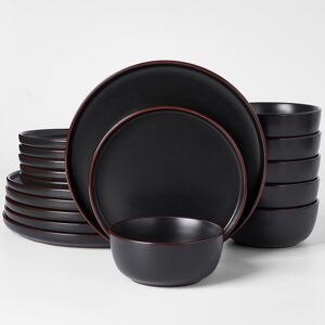 Latitude Run 18-Piece Stoneware Dinnerware Set - Service For 6 Black 18 Latitude Run 18-Piece Stoneware Dinnerware Set - Service For 6 Black 18