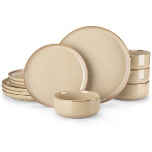 Vancasso 12 Piece Stoneware Dinnerware Set - Service for 4 Brown 12 Vancasso 12 Piece Stoneware Dinnerware Set - Service for 4 Brown 12