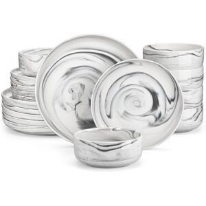 MALACASA 18-Piece Porcelain China Dinnerware Set - Service for 6 Grey/White 1 MALACASA 18-Piece Porcelain China Dinnerware Set - Service for 6 Grey/White 1