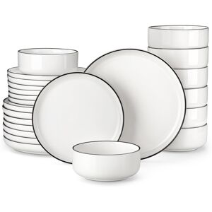 MALACASA 24-Piece Porcelain China Dinnerware Set, Service For 8 Black;White;Ivory 24 MALACASA 24-Piece Porcelain China Dinnerware Set, Service For 8 Black;White;Ivory 24