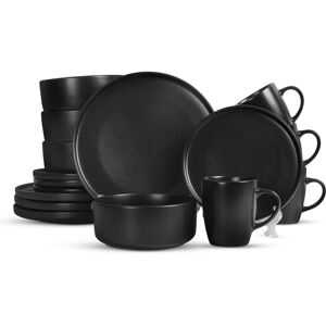 ROYALFORD 16 Piece Stoneware Dinnerware Set - Kitchen Dinner Set, Stoneware Tableware Crockery - Includes 4 Dinner Plates, 4 Dessert Plates, 4 Cereal Black 16 ROYALFORD 16 Piece Stoneware Dinnerware Set - Kitchen Dinner Set, Stoneware Tableware Crockery - Includes 4 Dinner Plates, 4 Dessert Plates, 4 Cereal Black 16