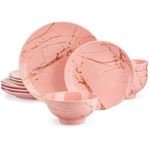 LOVECASA Porcelain China Dinnerware - Pink 12 LOVECASA Porcelain China Dinnerware - Pink 12