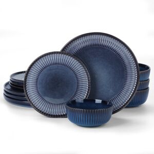 Latitude Run 12-Piece Stoneware Dinnerware Set - Service For 4 Nebulas Blue 12 Latitude Run 12-Piece Stoneware Dinnerware Set - Service For 4 Nebulas Blue 12