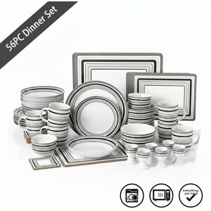 Waterside 56pc Grey Brompton Combo Dinner Set White;Grey 56 Waterside 56pc Grey Brompton Combo Dinner Set White;Grey 56