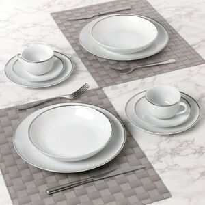 Waterside 30pc Platinum Rim Porcelain Dinner Set White 30 Waterside 30pc Platinum Rim Porcelain Dinner Set White 30