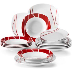 MALACASA 18 Piece Dinnerware Set, Service for 6 White;Red 18 MALACASA 18 Piece Dinnerware Set, Service for 6 White;Red 18