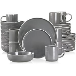 Vancasso Sesam Apricot Dinner Set- 32 Pieces Stoneware Dinnerware Set, Sesame Glaze Ceramic Combination Set With Dinner Plate/dessert Plate/soup Bowl/ Dark Grey 32 Vancasso Sesam Apricot Dinner Set- 32 Pieces Stoneware Dinnerware Set, Sesame Glaze Ceramic Combination Set With Dinner Plate/dessert Plate/soup Bowl/ Dark Grey 32